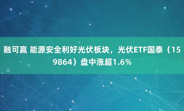 融可赢 能源安全利好光伏板块,光伏ETF国泰(159864)盘中涨超1.6%
